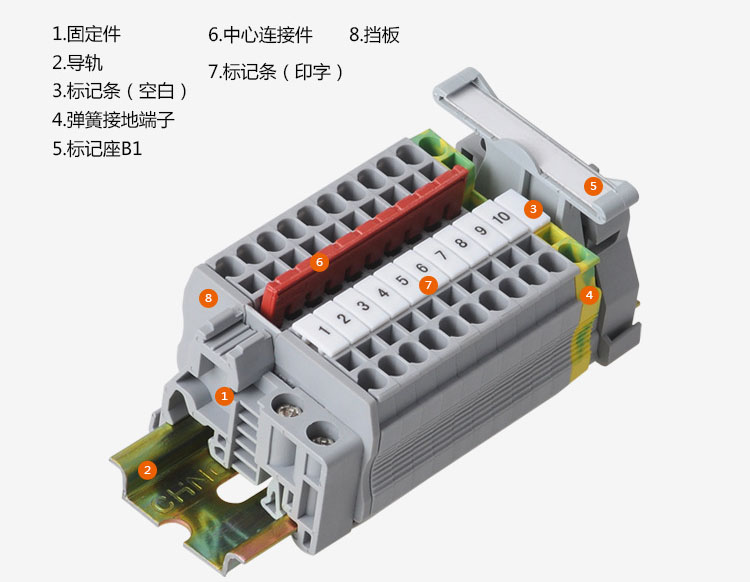 ST6弹簧接线端子配件，桥接件，标记条，固定件，挡板
